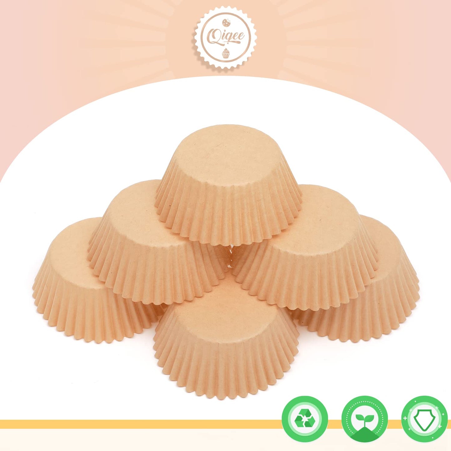 qiqee 1000 Count Mini Cupcake Liners Natural Muffin Liners Food Grade Baking Cups Paper No Smells(Small Size)