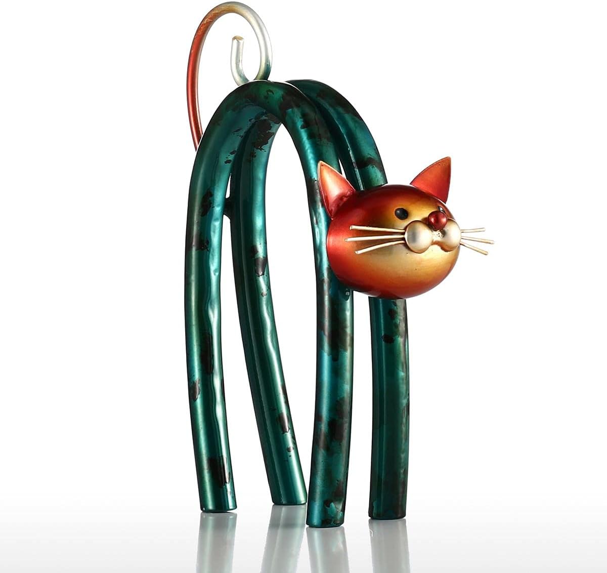 Modern U-Shaped Cat Metal Sculpture - Unique Cat Figurine for Home & Office Decor, Perfect Gift for Cat Lovers