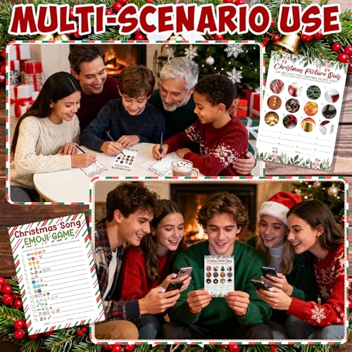 Sealmic 27 Pcs Christmas Party Games Set - White Large, Double-Sided Cards with Answer Key