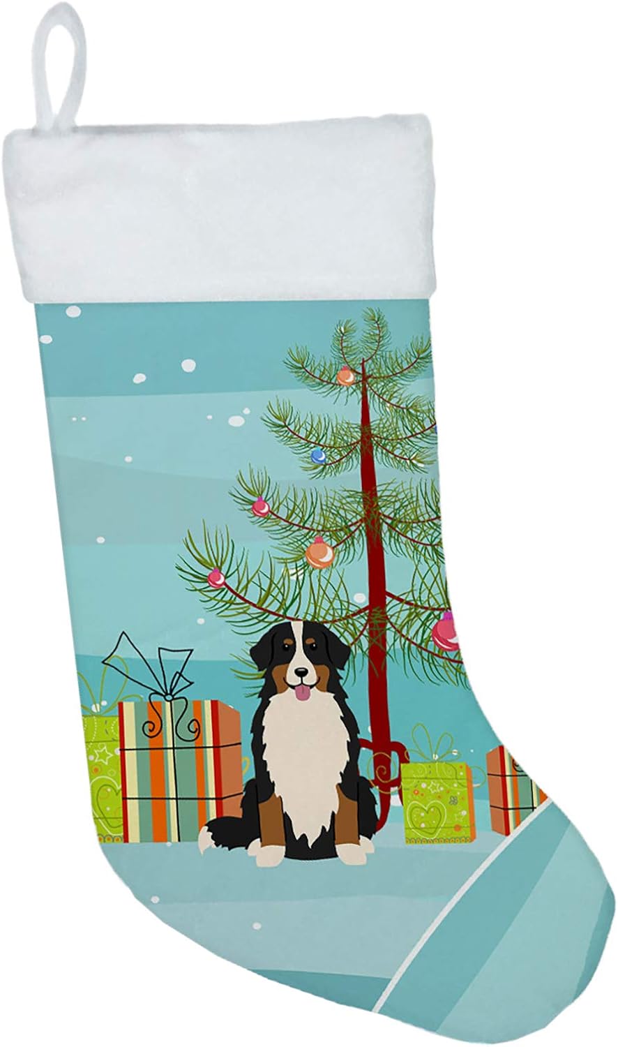 Merry Christmas Tree Dogue de Bordeaux Stocking - Festive Fireplace Decor for Holidays