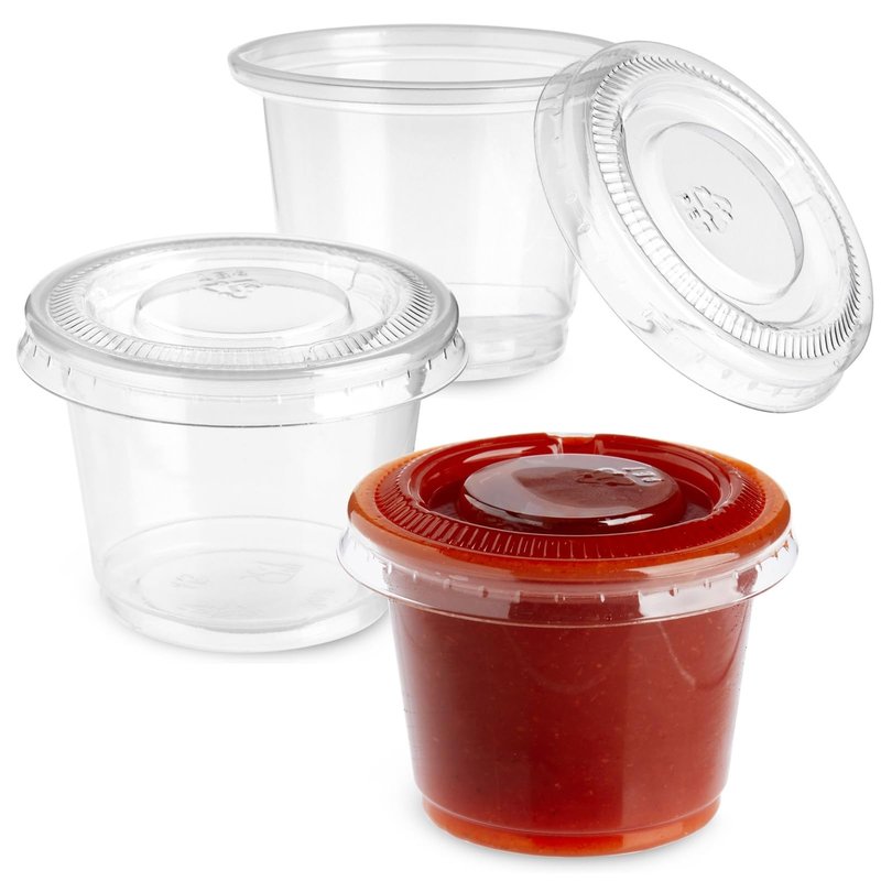 Juvale Disposable Cups with Lids - 1 oz Plastic, Clear, 500 Pack - Condiment Cups & Sauce Containers & Sample Containers