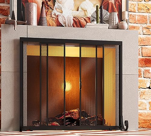 Fire Beauty Sliding Wrought Iron Fireplace Hearth Screen 37.8 x 30.7 Inch Variation of THIS listing