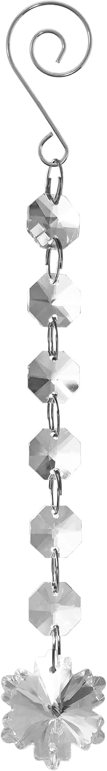 Set of 6 Christmas Snowflake Crystal Strands - 8.25" Long Hanging Decor for Weddings & Parties