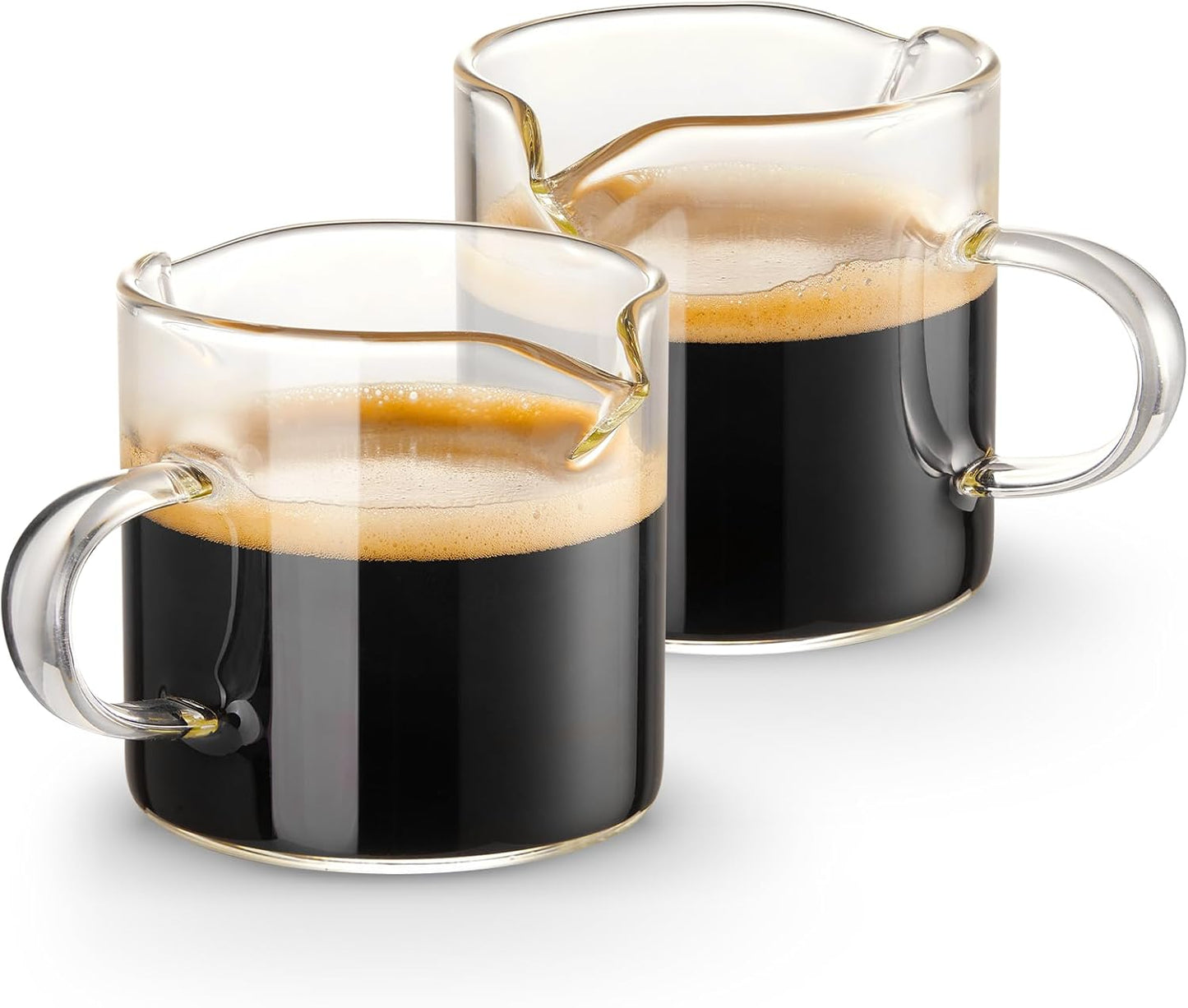 Qipecedm Espresso Cups Set - 4 Oz Double Spout Glasses with Handle | Perfect for Espresso Lovers