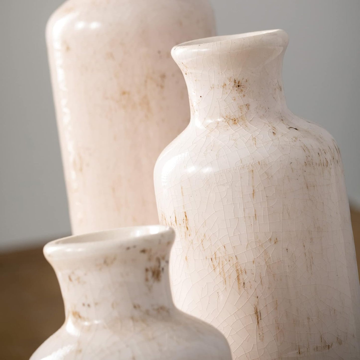 Red Vase Set - Boho Farmhouse Decor for Kitchen, Bedroom & Living Room - CM2407