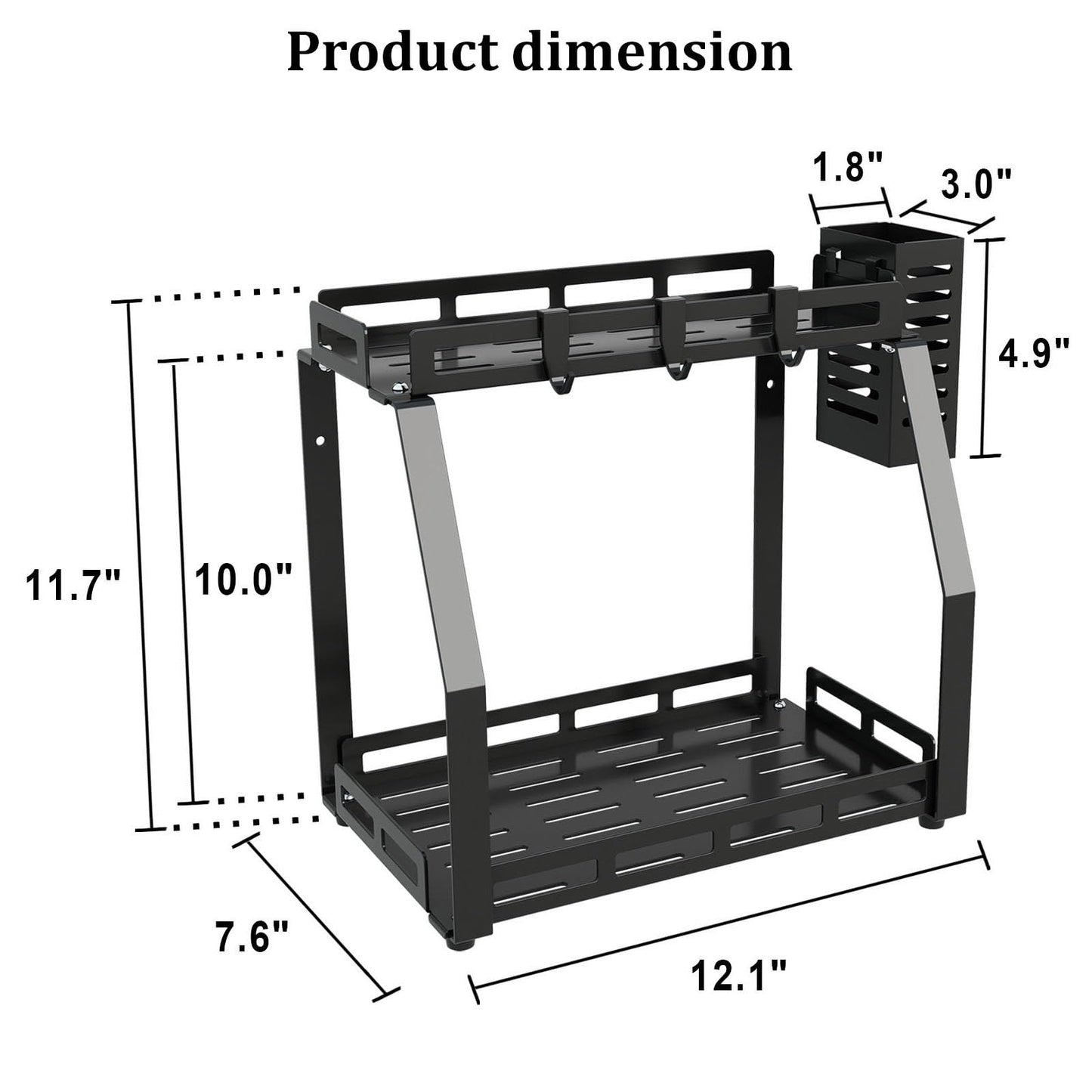 USHARP Bathroom Organizer Countertop, 2 Tier Bathroom Counter Organizer Rack for Toiletries, Bathroom Organizer Storage Caddy, Standing Vanity Shelf Tray, Sturdy Metal Black, Medium 12.1''L x 7.6''W