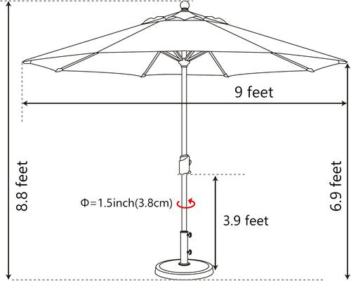 EliteShade USA 9Ft Market Patio Umbrella - Heavy Duty UV Protection & Windproof Vented Top | Heather Beige