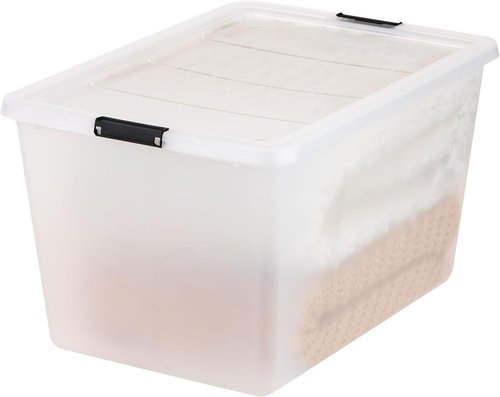 IRIS USA 4-Pack High-Capacity Clip Storage Bins - 55 Quart Latching Lids for Home & Office Organization