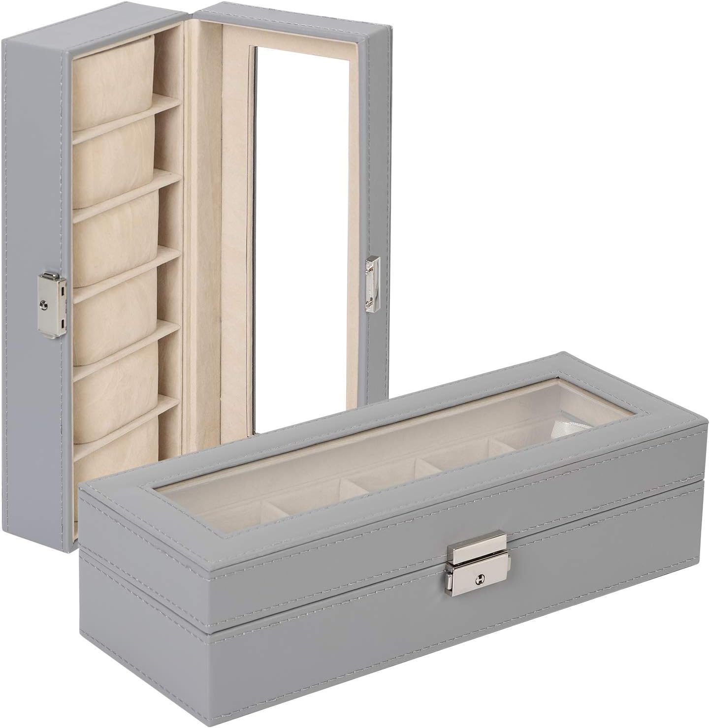 Men's Black 6-Slot Watch Box Organizer | Elegant Display & Storage Case