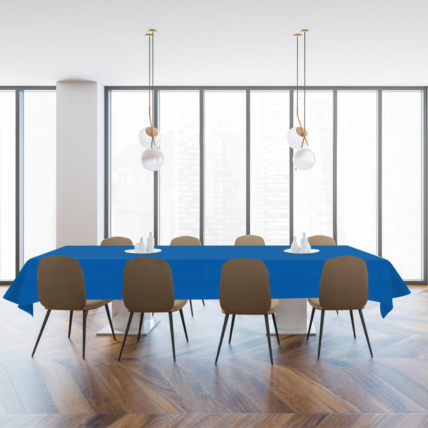 YSYJ 3 Pack Royal Blue Plastic Tablecloth Disposable Rectangular Table Cloth 54 x 108 Inch Table Cover for Parties