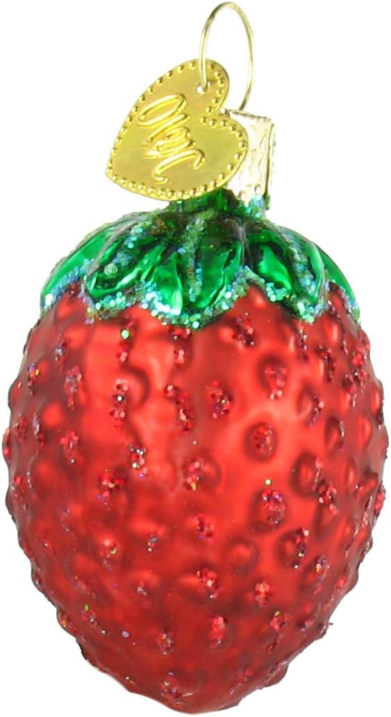 Chocolate Dipped Strawberry Glass Blown Christmas Ornaments - Old World Christmas (28116)