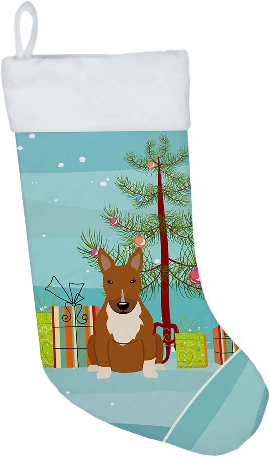 Merry Christmas Tree Dogue de Bordeaux Stocking - Festive Fireplace Decor for Holidays