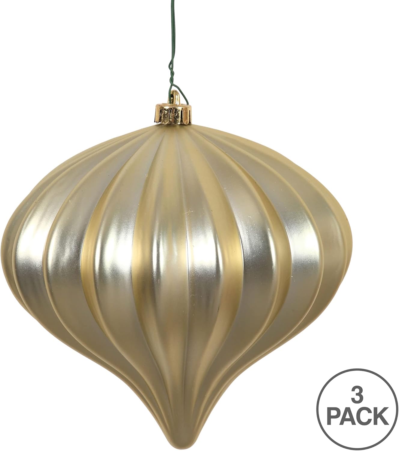 Burnished Orange Matte Onion Christmas Ornaments - UV Treated, Set of 3 by Vickerman