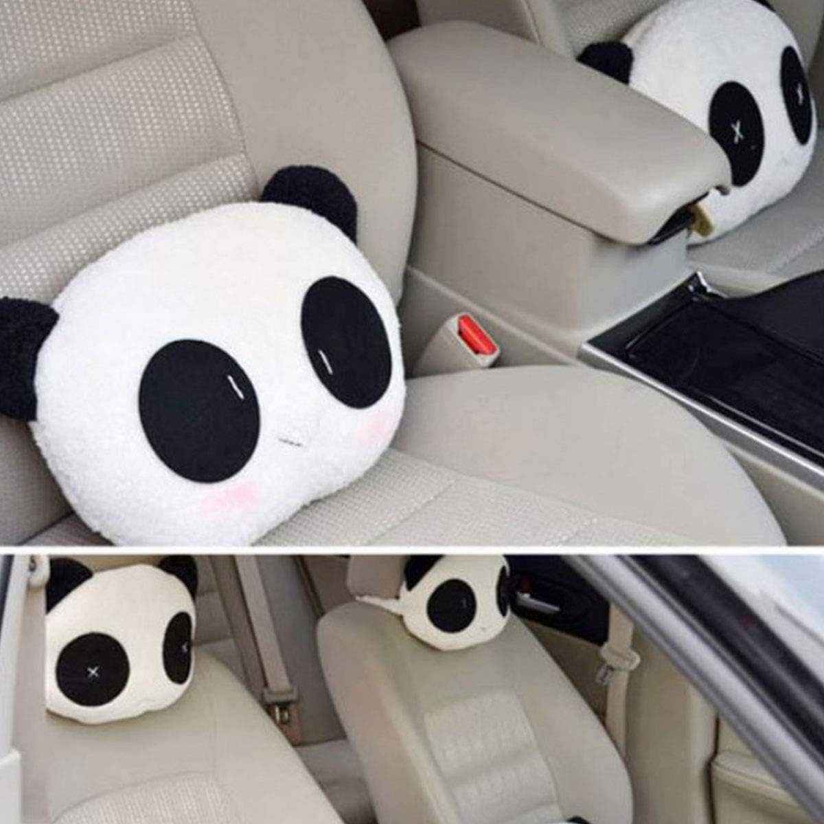 Cute Panda Plush Car Seat Headrest Pillow - 2-in-1 Neck Rest Cushion Set