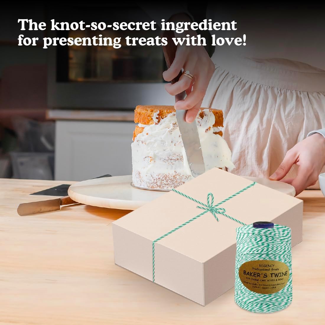 Baker's Twine Cone - 2300 ft Colorful String for Pastry Boxes, Gifts & Crafts - Blue/White