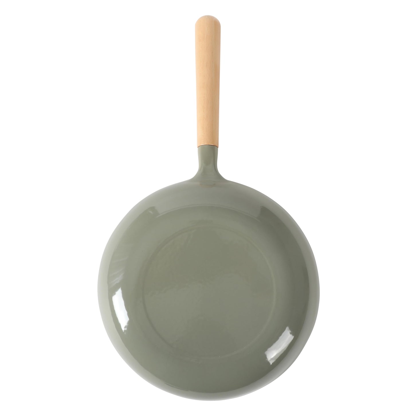 Sur La Table Kitchen Essential Main Canteen 9.5" Pre-Seasoned Cast Iron Skillet w/Wood Handle, Natural Nonstick Lightweight Frying Pan for Searing, Sautéing & Everyday Cooking - Juniper Green