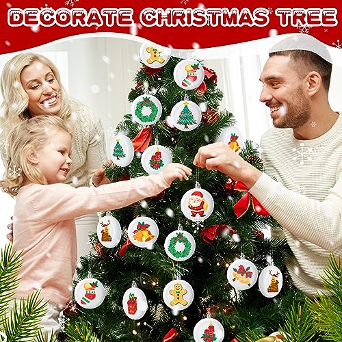 Patelai 60 Pieces Plastic Disc Ornaments Flat Matte White - 3.15in Christmas Decor
