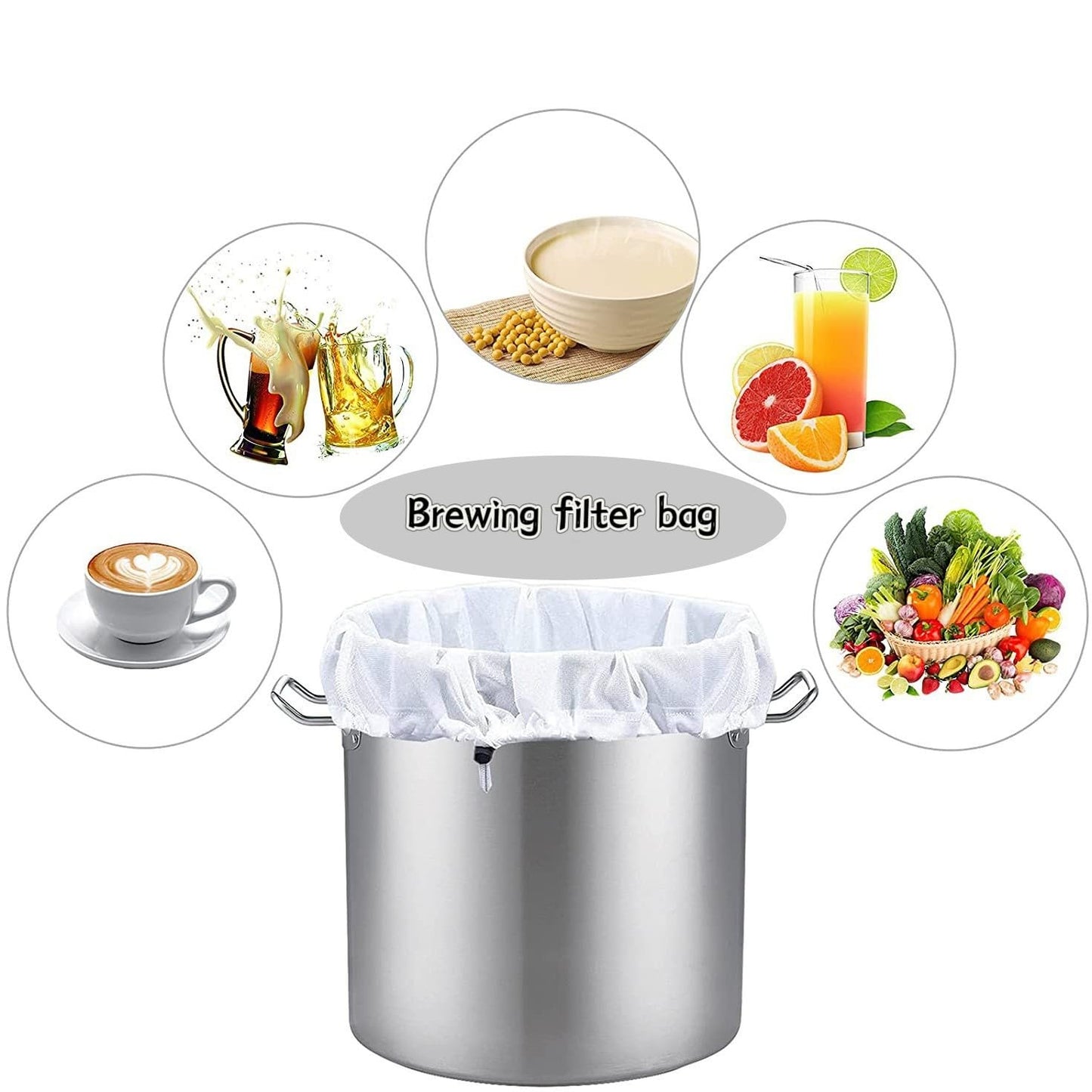 Brew Bags, 2 Pack Extra Large Reusable Straining Bag, 26"x22"Strainer Bag with Adjustable Drawstring for Brewing Grains Fruit Wine Beer Making Brew in a Bag Supplies