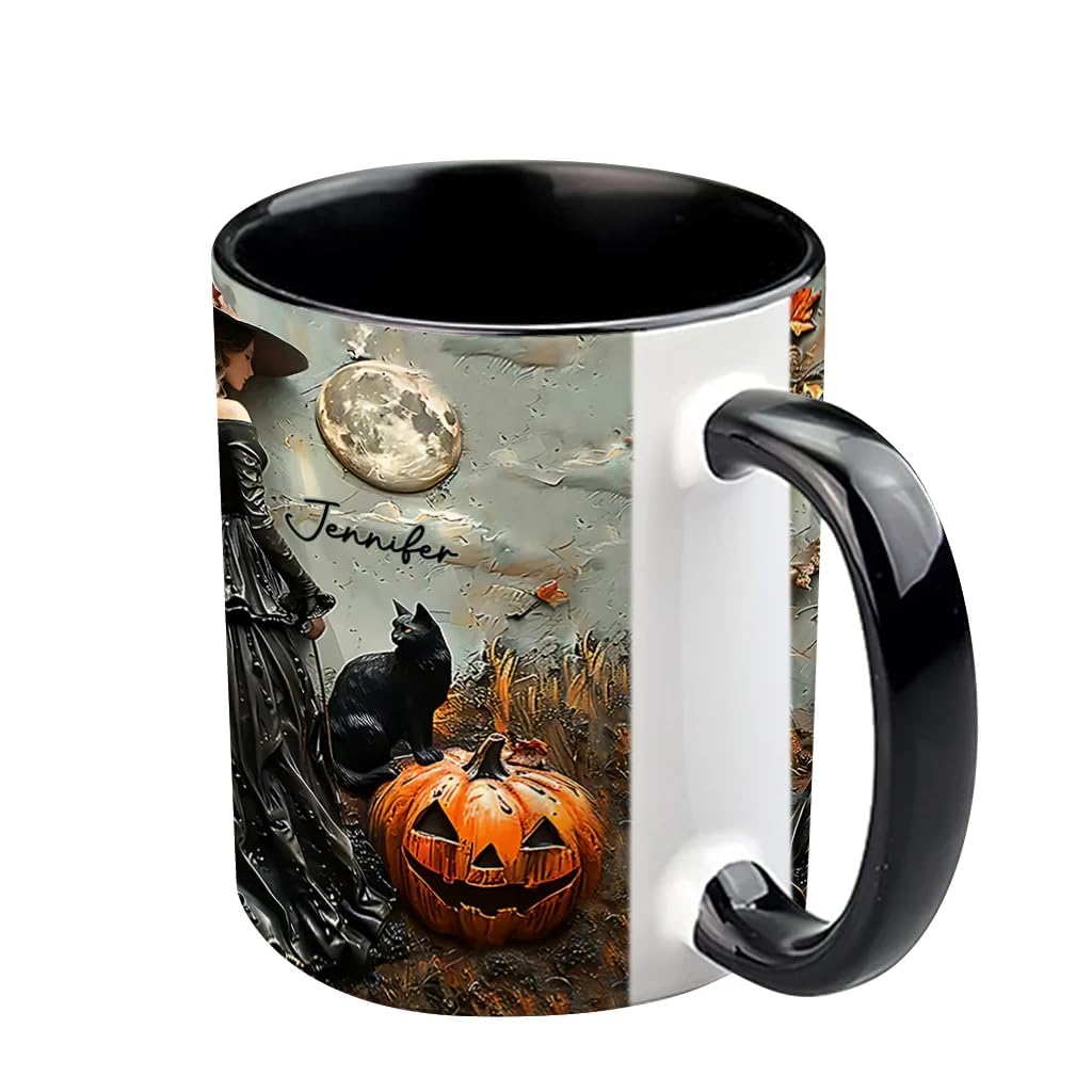 Personalized Witch Accent Mug,Custom Witch Mug Halloween Mugs Beautiful Witch Coffee Mug Personalized Witch Mug Spooky Halloween Gifts For Women Girls Family Friends (2)