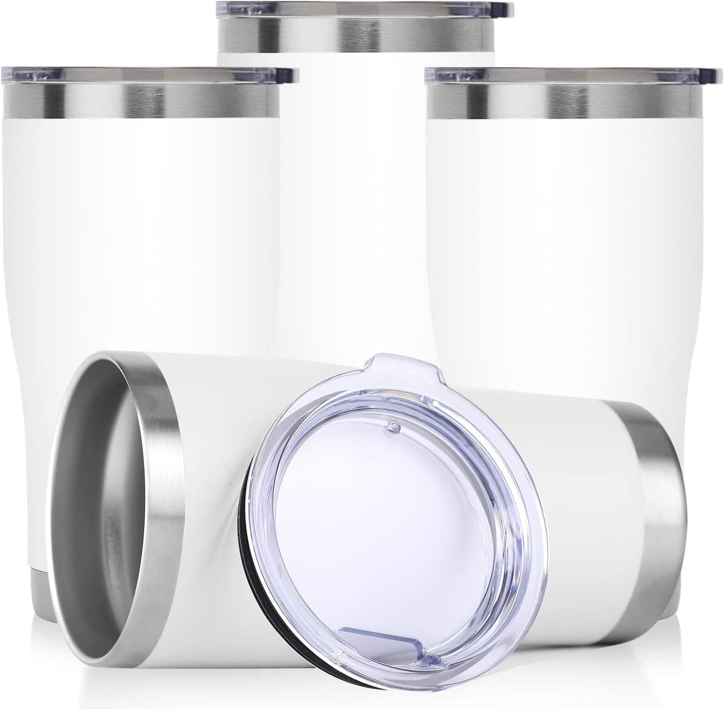 DOMICARE 20oz Tumbler with Lid Stainless Steel Tumblers Bulk, Double Wall Vacuum Insulated Coffee Travel Mug Powder Coated Tumbler, 8 Pack Purple