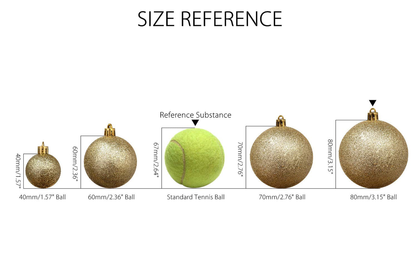 Sea Team 80mm/3.15" Set of Colorful Painted Sparkling Ornaments and Hanging Balls for Christmas Tree - 16 Pieces