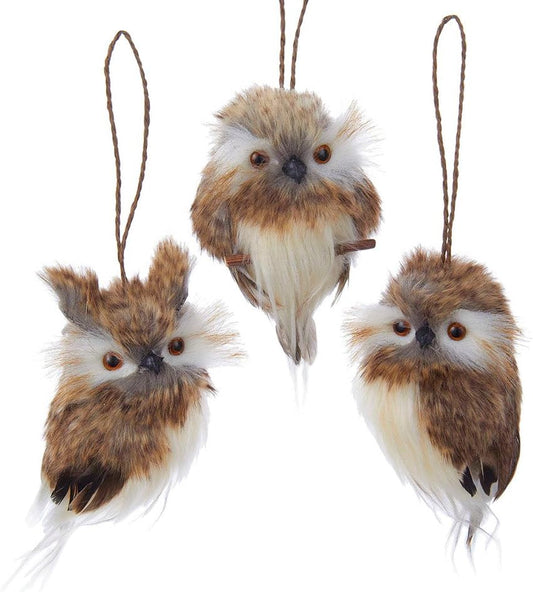 Brown Hanging Owl Ornaments - Set of 3 Unique Kurt Adler Holiday Decor