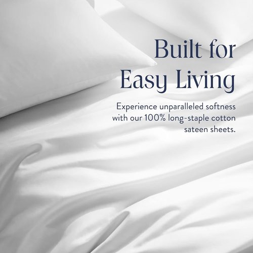 Brooklinen Luxury Sateen Sheet Set - 7-Piece 100% Cotton Bedding for Ultimate Comfort | King Size - White