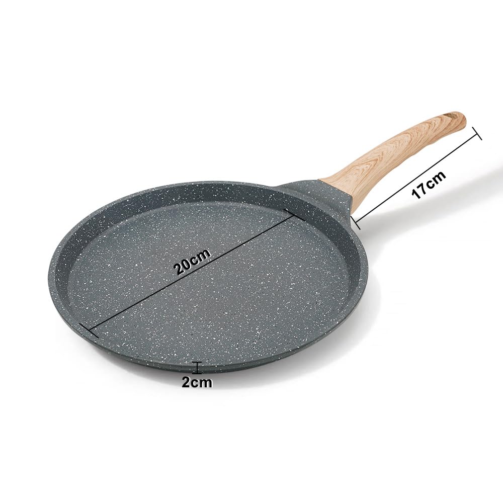 Bobikuke 8 inch Crepe Pan, Nonstick Pan for Crepes Omelette Tortillas Crispy Pancake, Dosa Tawa Tortilla Pan, Griddle Pancake Pan for Roti Indian - Black