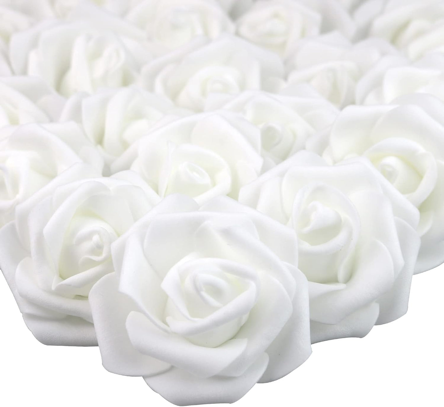 100PCS Real Touch 3D Foam Rose Heads - 3x1.6in for Wedding & Home Decor - White