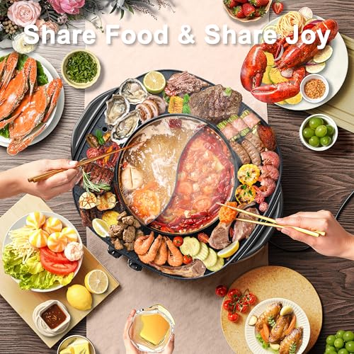 Stariver 2-in-1 Hot Pot & Grill Electric Cooker - Korean BBQ & Shabu Shabu