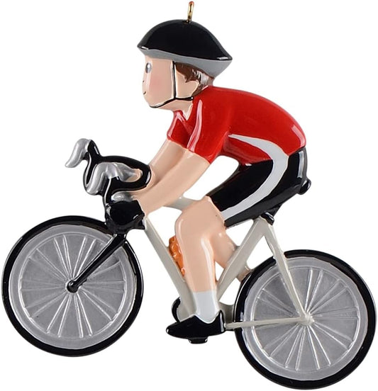 Personalized Bicycle Christmas Ornament - Male Rider Bike Race Figurine Gift