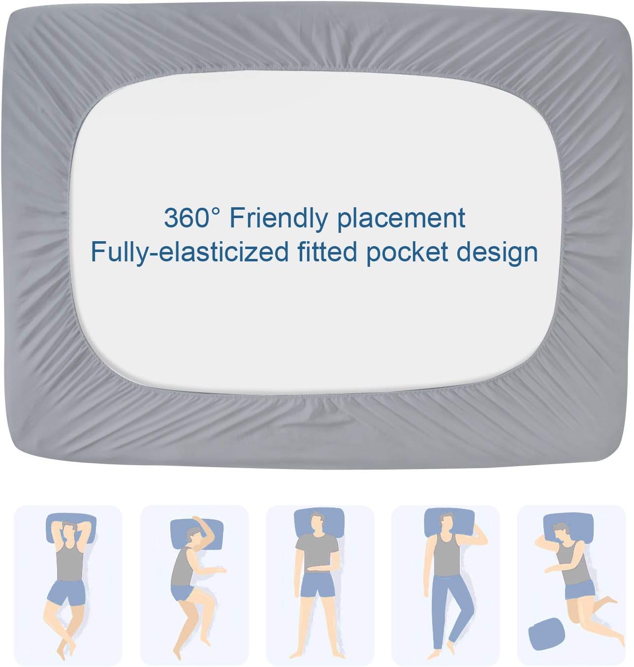 Skiennix Twin Mattress Protector Pad - Waterproof & Breathable Quilted Cover | Cooling Deep Pocket Gray