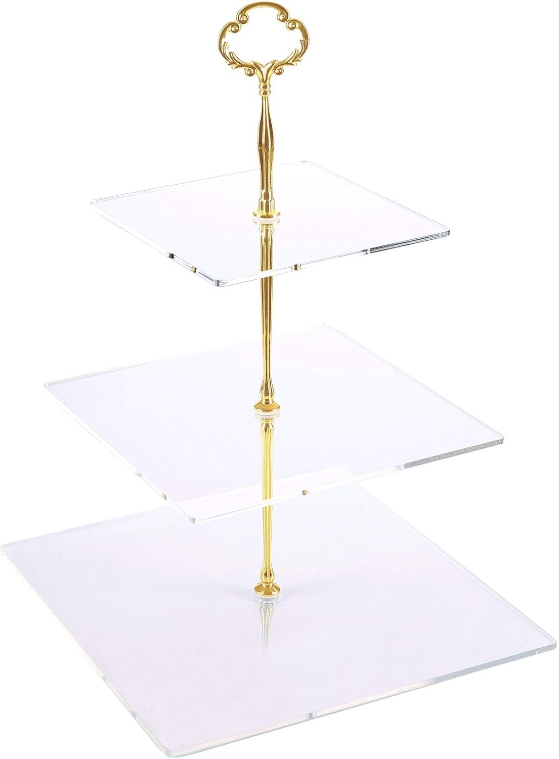 3-Tier Acrylic Cupcake Stand - Elegant Dessert Display Tower in Gold (Model 3SG-V2)