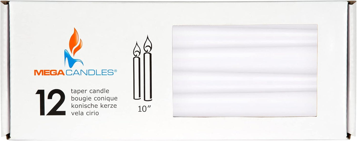 12-Pack Unscented Red Taper Candles - 10 Inch Hand Poured Wax for Home Décor & Weddings