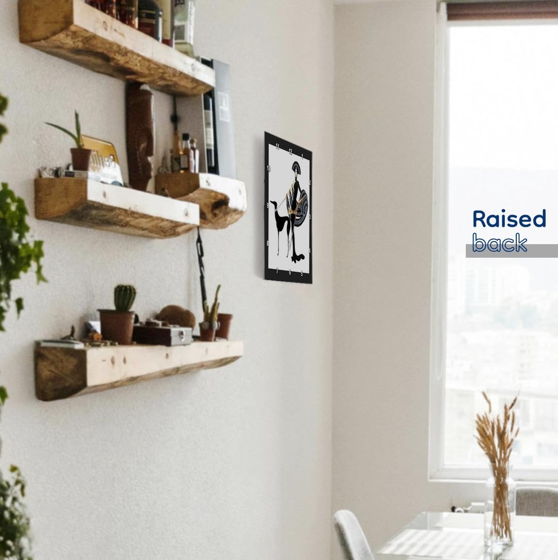 3dRose DPP_43794_3 Art Deco Lady with Dog Wall Clock, 15 by 15-Inch