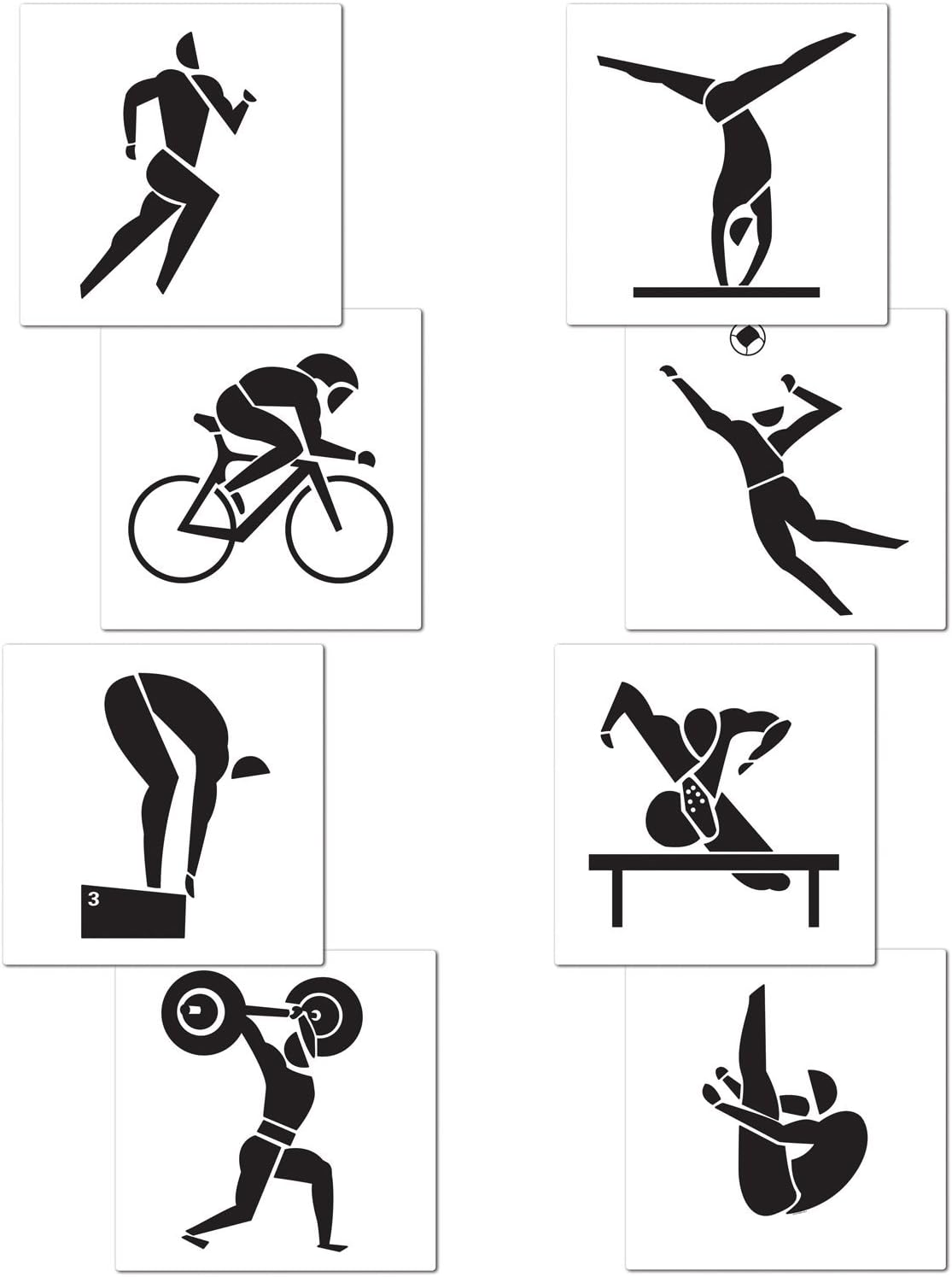 Softball Silhouettes Set - 8 Pieces, 9" to 12.5", Black & White Decor