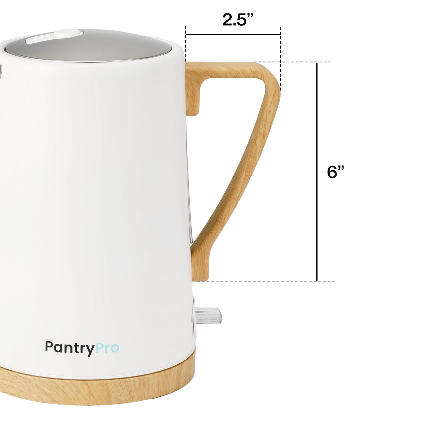 PantryPro 1.7L 1500W Rapid-Boil Electric Kettle - Stainless Steel Interior - Auto Shut-Off, Boil-Dry Protection, LED Indicator, Wide Opening - Cream White
