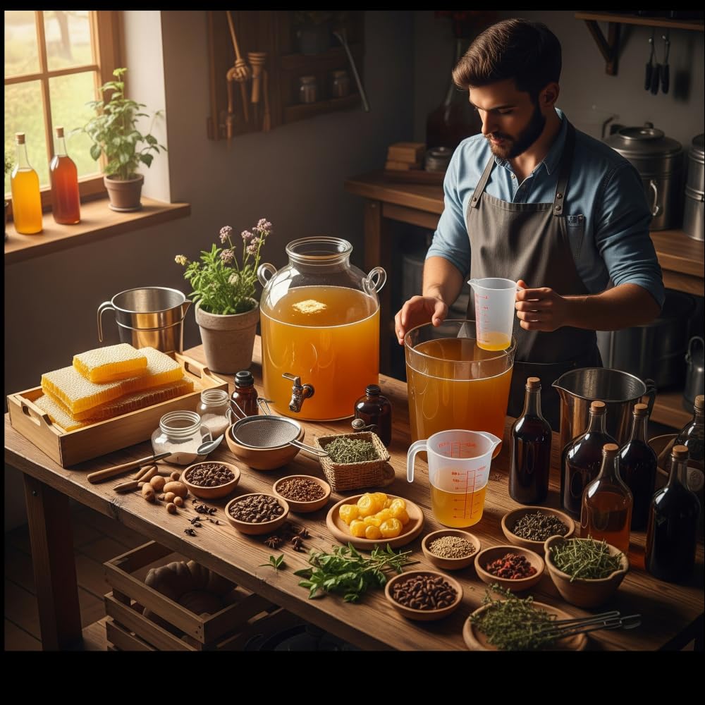 15 Pcs Standard Mead Making Kit - Reusable Make Your Own Mead Kit - Yields 1 Gallon of Mead | Beer Wine Fruit Wine Kombucha Compatibility