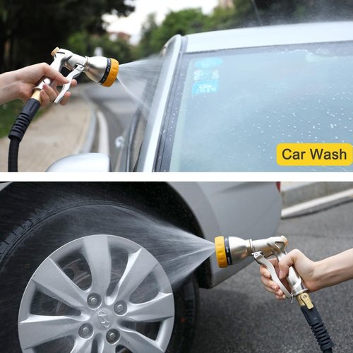 FANHAO Heavy Duty Metal Garden Hose Nozzle Sprayer - 7 Spray Patterns for Efficient Watering & Cleaning