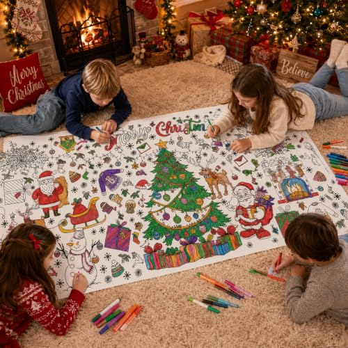 Christmas Coloring Tablecloth for Kids 30 x 72 Inch Giant Coloring Poster - SUNPROUND (Variation: Christmas)