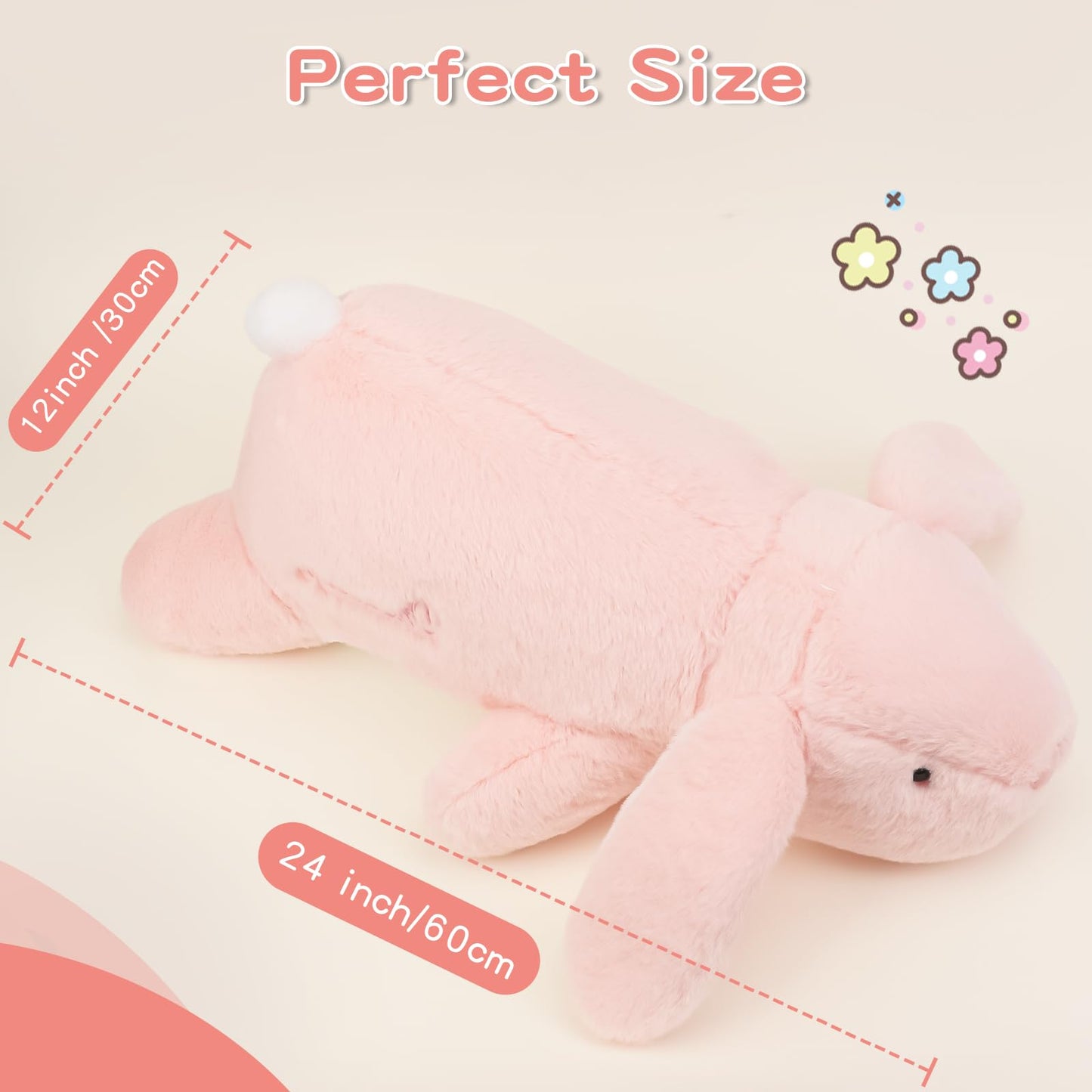 Kashabawangzi 24 inch Cute Giant Weighted Bunny Plush Soft Body Pillow, Large Rabbit Weighted Stuffed Animals Toys plushies, Gift for Kids Girls and Boy, Christmas, Birthdays