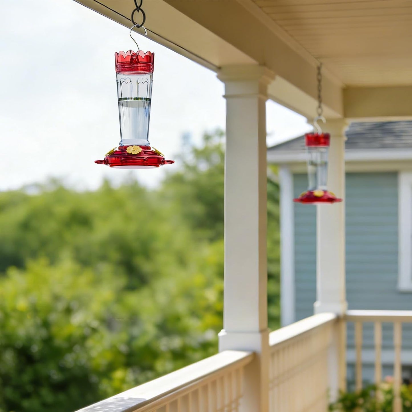 Skiennix Hummingbird Feeder - 2-Pack 14 Oz Ant & Bee Proof Design | Leak-Proof Nectar Feeders with 4 Feeding Ports