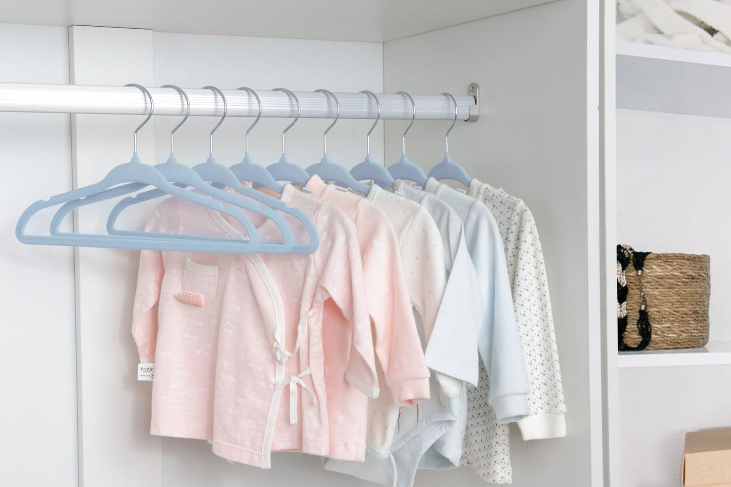 ManGotree Kids Velvet Clothes Hangers - Non-Slip Space-Saving Design | 15-Pack in Blue
