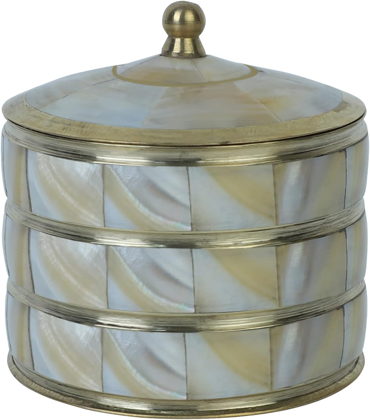 Decorative Jewelry Trinket Box Unique Gift For Home Décor Antique Metal Case with Mother of Pearl Sindoor Box/Coin Box (All Set Black)