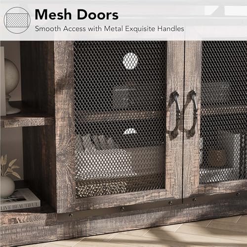 Rustic Oak Farmhouse TV Stand for 65/75-inch TVs - 63 Inch Console with Storage