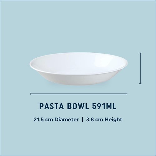 Corelle Vitrelle 6-Piece Bowl Set - Lightweight 20-Oz Round Bowls | Triple Layer Glass, Chip Resistant, Winter Frost White