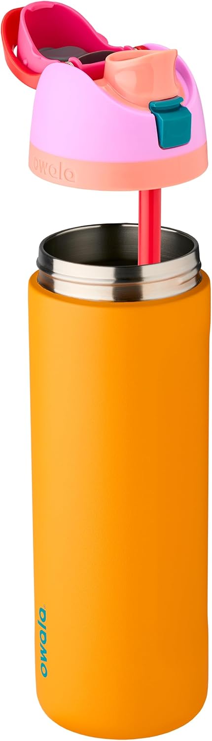 Owala FreeSip Insulated Stainless Steel Water Bottle - 24 oz BPA-Free | Tropical Color for Sports & Travel