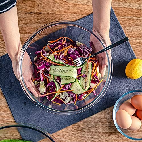 M MCIRCO Glass Mixing Bowls - 4-Pack Nesting Bowls Set for Meal Prep & Food Storage | BPA-Free, 0.8/1.7/2.9/4.8 Qt