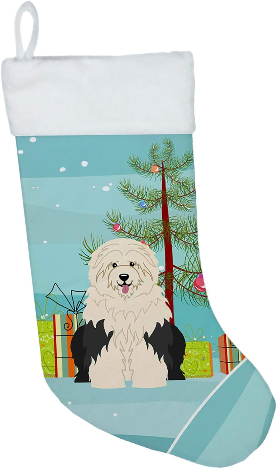 Merry Christmas Tree Dogue de Bordeaux Stocking - Festive Fireplace Decor for Holidays