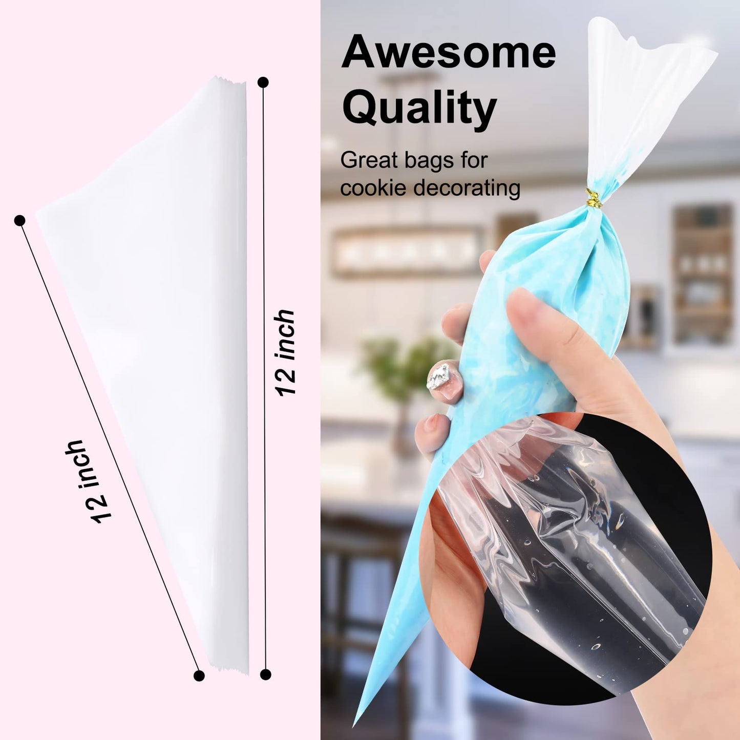 Tamodan 12 Inches Side Not Bursting Piping Bag, 100 Pcs Explosion-Proof Cracked Thickened Pastry Bags Disposable Are Suitable for pastry making.